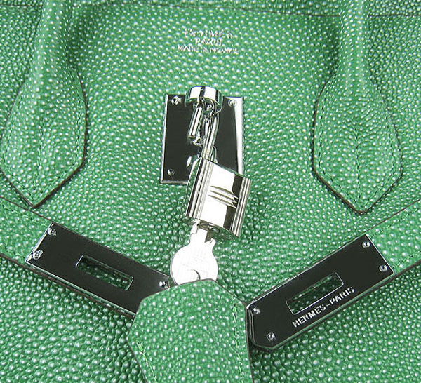 High Quality Fake Hermes Birkin 35CM Pearl Veins Leather Bag Green 6089